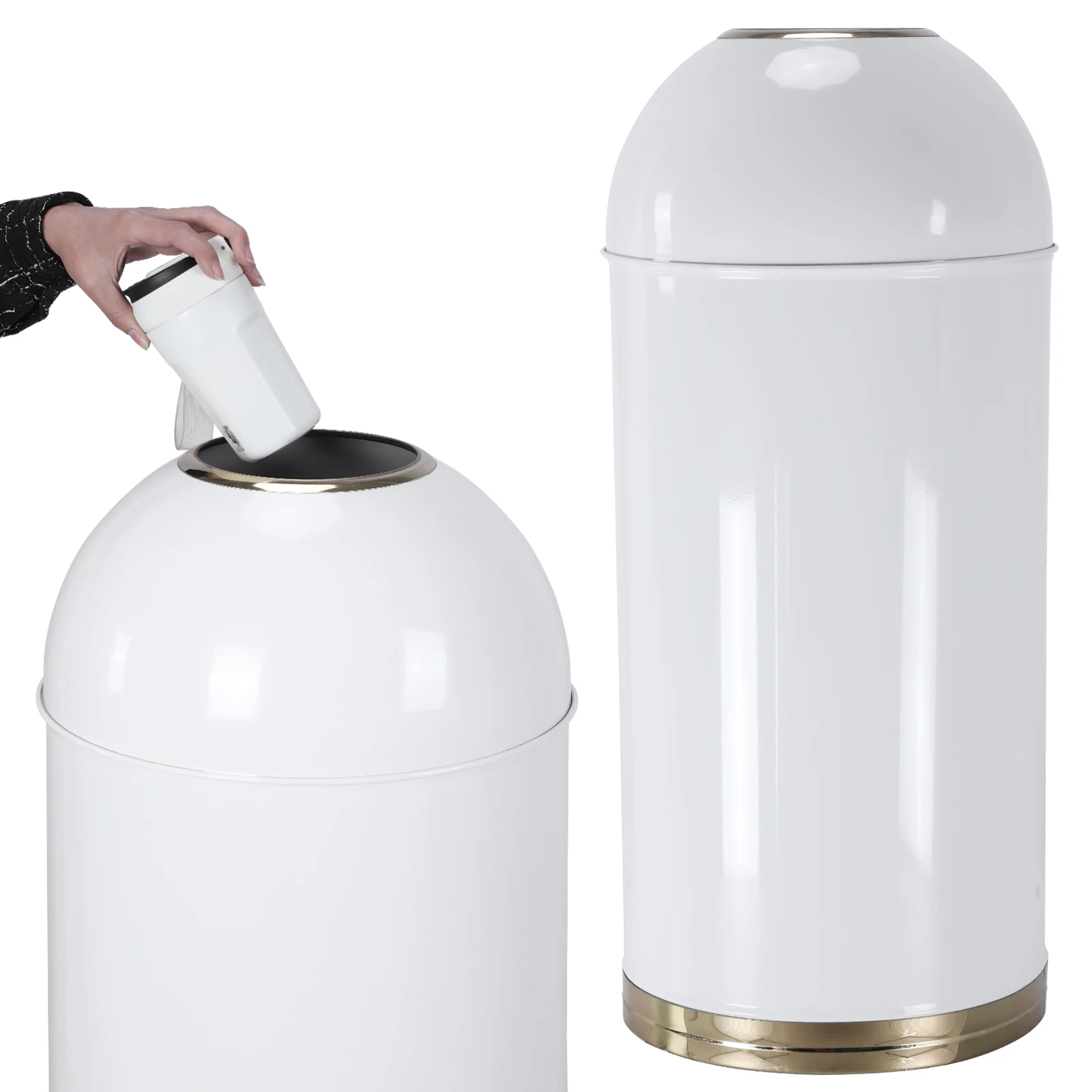 

58L Cylindrical Trash Can with Removable Inner Bucket Heavy Duty Stainless Steel Rubbish Bin for Home Office Restaurant Kitchen
