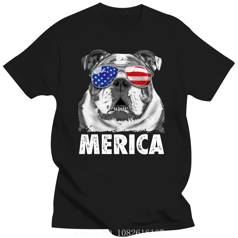 Fashionable Tops Tees Cotton Men T Shirt Fashionable Plain English Bulldog 4th of July Shirts Merica Men Women USA Flag T-Shirt