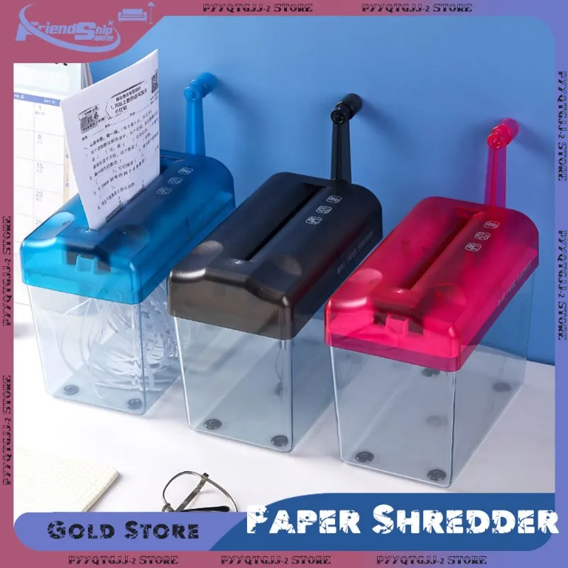 Hand Crank Paper Shredder Mini Manual Document Paper Cutting Tool Portable File Ticket Cardstock Cutting Machine Office Supplies