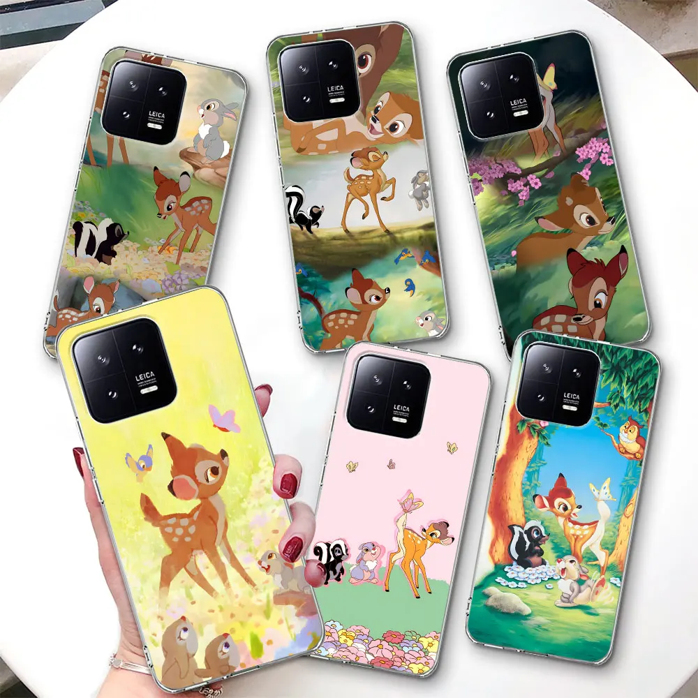 Disney Anime Bambi Transparent Case for Xiaomi Mi 11 9 9T 13 12 12T 11i A2 11T 12X 10 8 10T Pro 5X A1 A3 Lite Soft Phone Cover