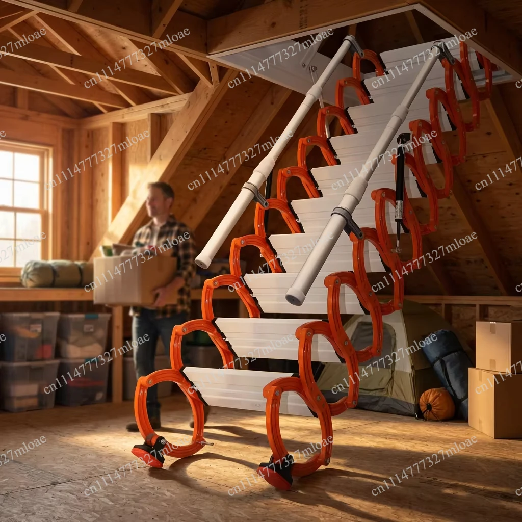 Attic telescopic folding electric ladder, aluminum alloy stairs, telescopic ladder, household folding ladder