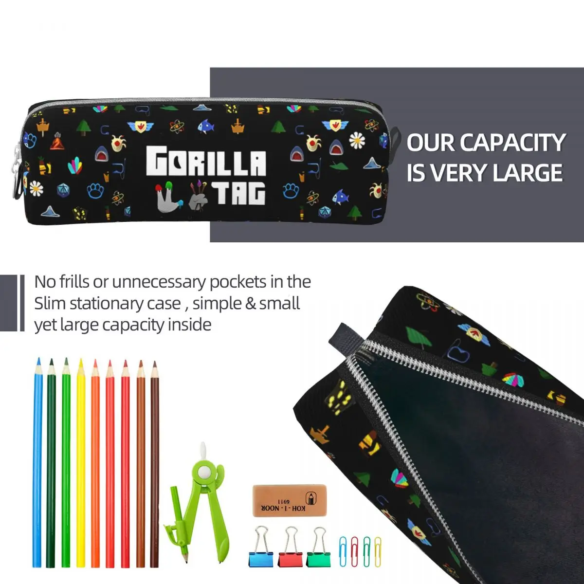 Imagem -06 - Fun Gorilla Tag vr Gamer Gaming Pencil Case Hot Games Pencilcases Caneta para Meninas e Meninos Bolsas de Grande Capacidade Zíper Escolar para Estudantes