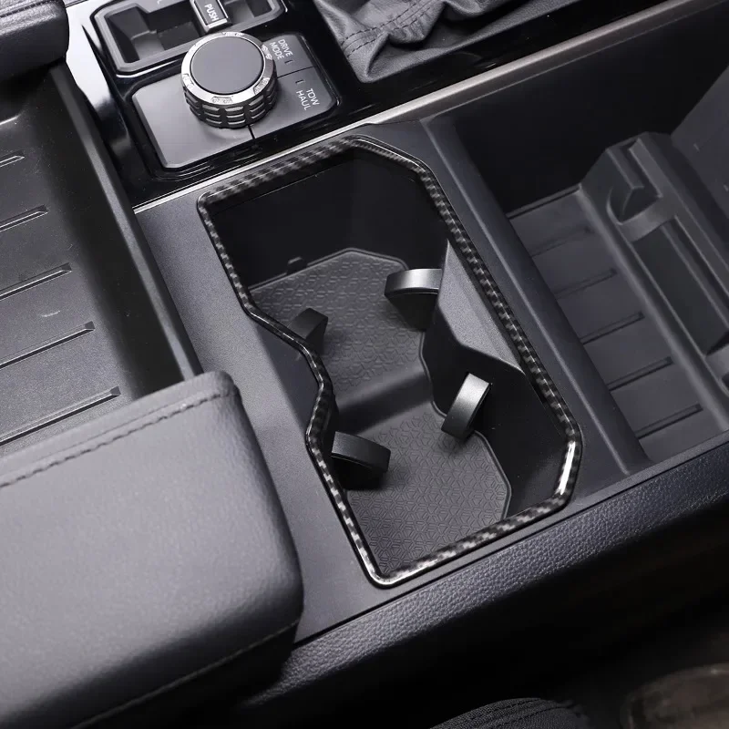 

For Toyota Tundra Sequoia 2022-2024 ABS Carbon Fiber Car Front Drain Cup Holder Trim Frame Cover Trim Interior Car Accessories