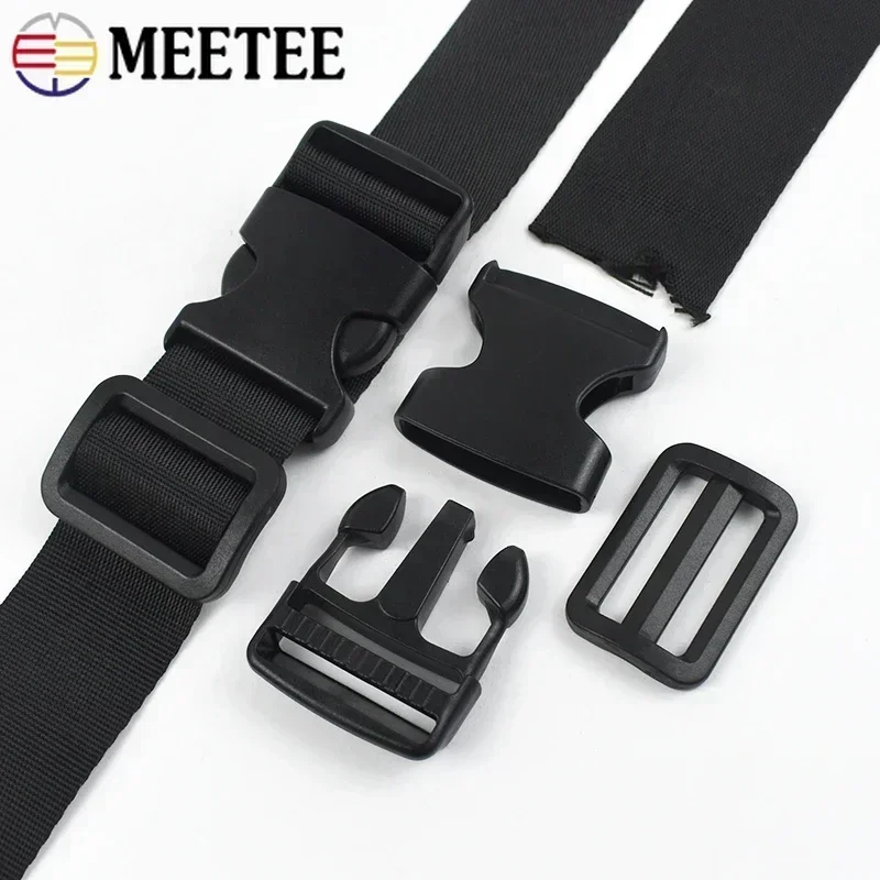 10 مجموعات 20-50 مللي متر حزام النايلون الأسود البلاستيك المنزلق مشبك الإفراج السريع مشبك ظهره حزام طوق بكلاب DIY بها بنفسك الخياطة اكسسوارات #4