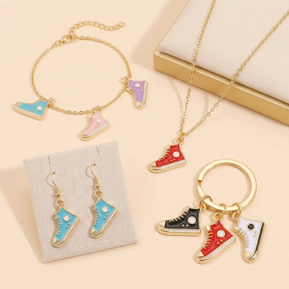 10Pcs Lovely Colorful Enamel Gym Sports Shoes Charms Mini Alloy Pendant for Bracelet Earrings Handmade DIY Jewelry Making Access