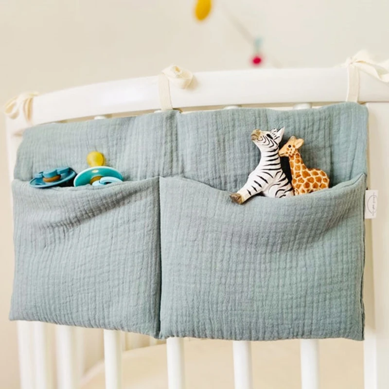 Baby Bedside Storage Bag Baby Crib Organizer Hanging Bag For Baby Essentials Multi-Purpose Newborn Bed Hanging