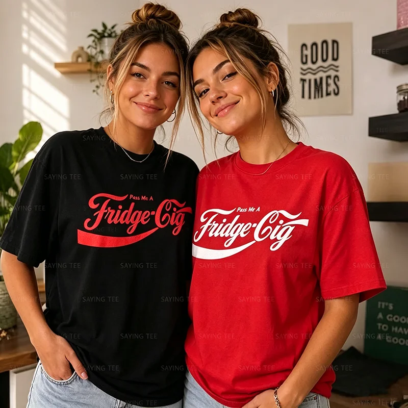 Gib mir eine Kühlschrankzigarette Lustiges Retro Vintage Unisex Grafik-T-Shirt Y2k Persönlichkeits-Schriftzüge Bedrucktes Casual-T-Shirt Raucher-Damenkleidung – Detail 3