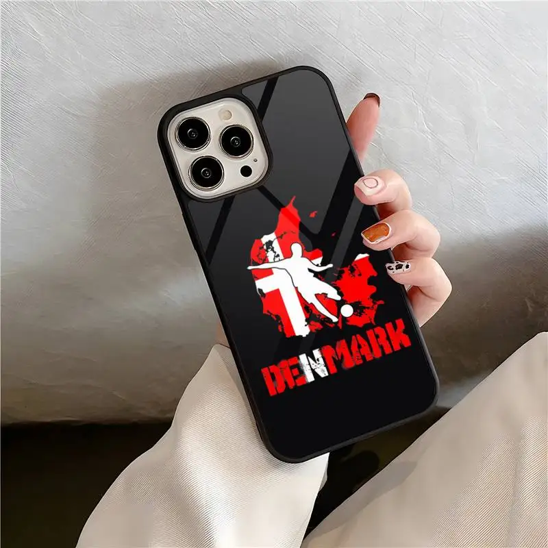 Denmark National Flag Phone Case For IPhone 14 13 12 11 Max Pro Mini 6 7 8 Plus X XR SE2020 Hard Quality Silicone TPU Cover