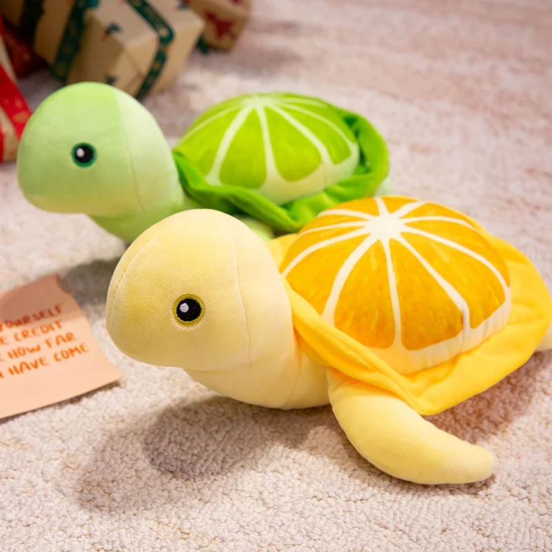 25/35CM Kawaii การ์ตูนผลไม้เต่าตุ๊กตา Plush สีสันเต่ามะนาวตุ๊กตาของเล่นเด็กเทศกาลของขวัญตุ๊กตาคุณภาพสูง