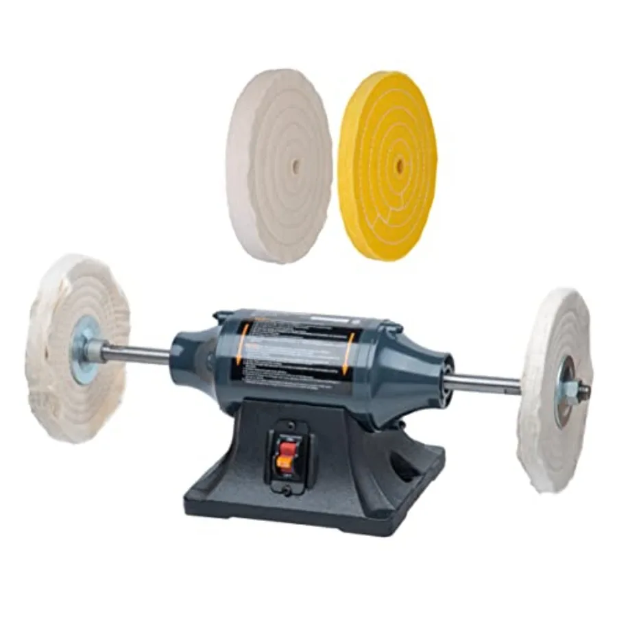 

Bench Buffer Buffing Machine 8" Slow Speed Bench Grinder Jewelry Buffer Polisher Machine Includes 4PCs 80Ply Buffing Wheels Lon