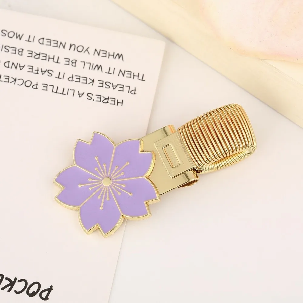 Metal Flower Pen Holder Anti-lost Bookmark Spring Pen Clips with Enamel Coating Secure Grip Pencil Holder for Notebook Journal