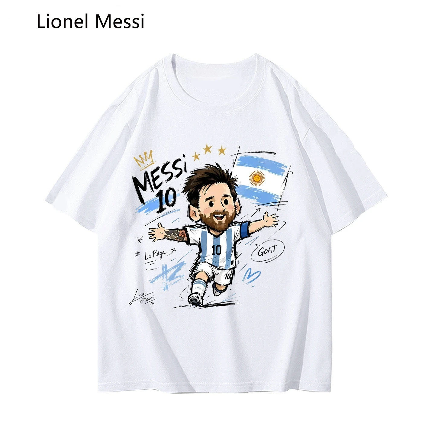 Cartoon Soccer Player Celebration Kids Casual Tee, Hand Drawn Athlete Ball Print For Sports Event Daily Parent-child Outfits