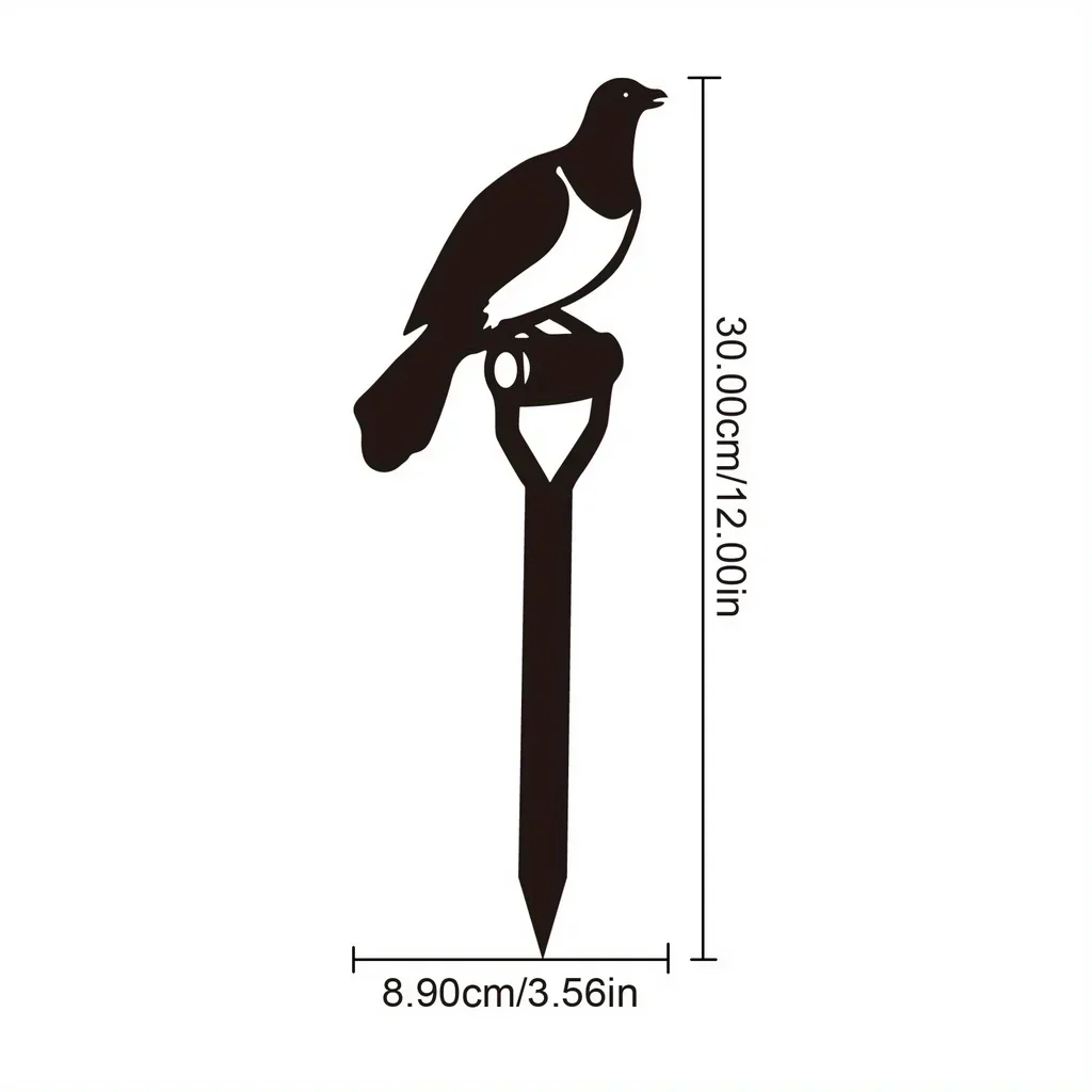 HELLOYOUNG Rustic Garden Decoration Bird on A Spade Metal Statue Outdoor Patio Decoration Yard Metal Sign Garden Party Decor Gif