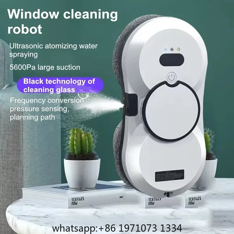 Smart Window Cleaning Robot Auto-Spray Electric Glass Cleaner with Remote Control 2800Pa Strong Suction for Home & High-Rise