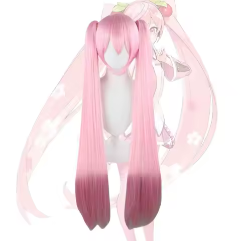 Anime Long Synthetic Hair with Two Clip pink Party Lolita For Women ladies Girls Cosplay Wig Halloween Wig