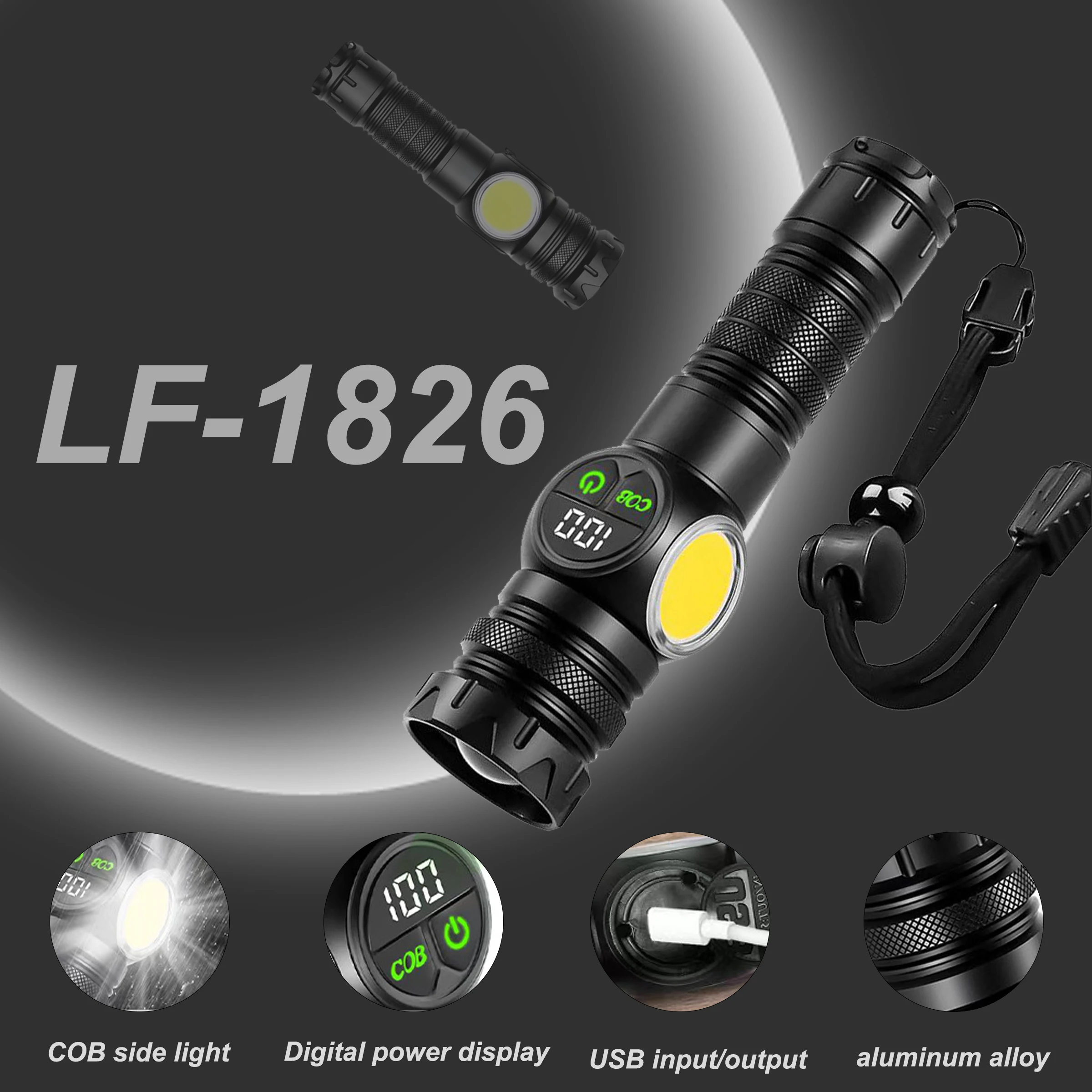 

LiitoKala LF-1826 Прочный фонарик с высоким люменом для полевого освещения - мощный портативный инструмент для освещения