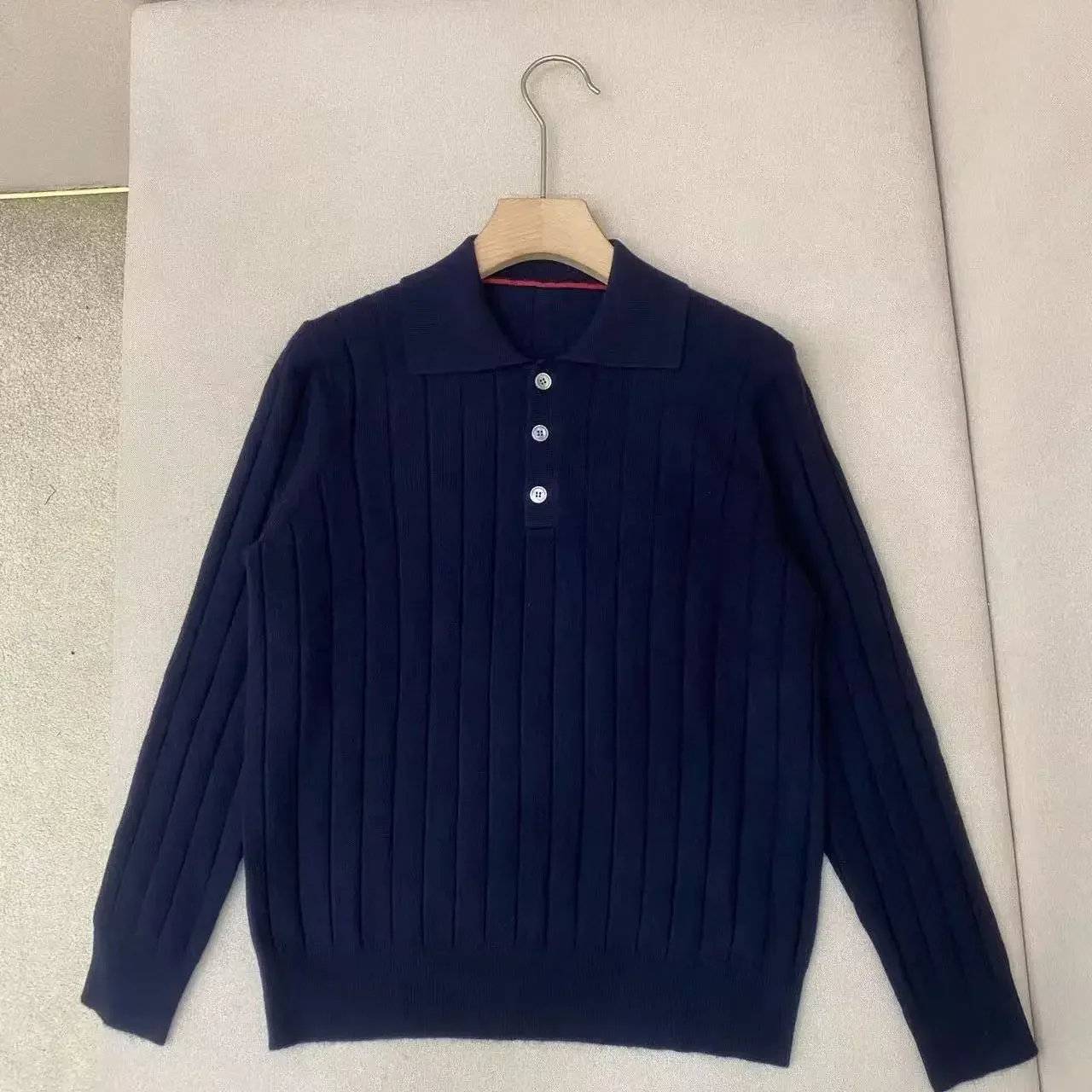 BC lapel knitted sweater men's casual solid color long-sleeved sweater