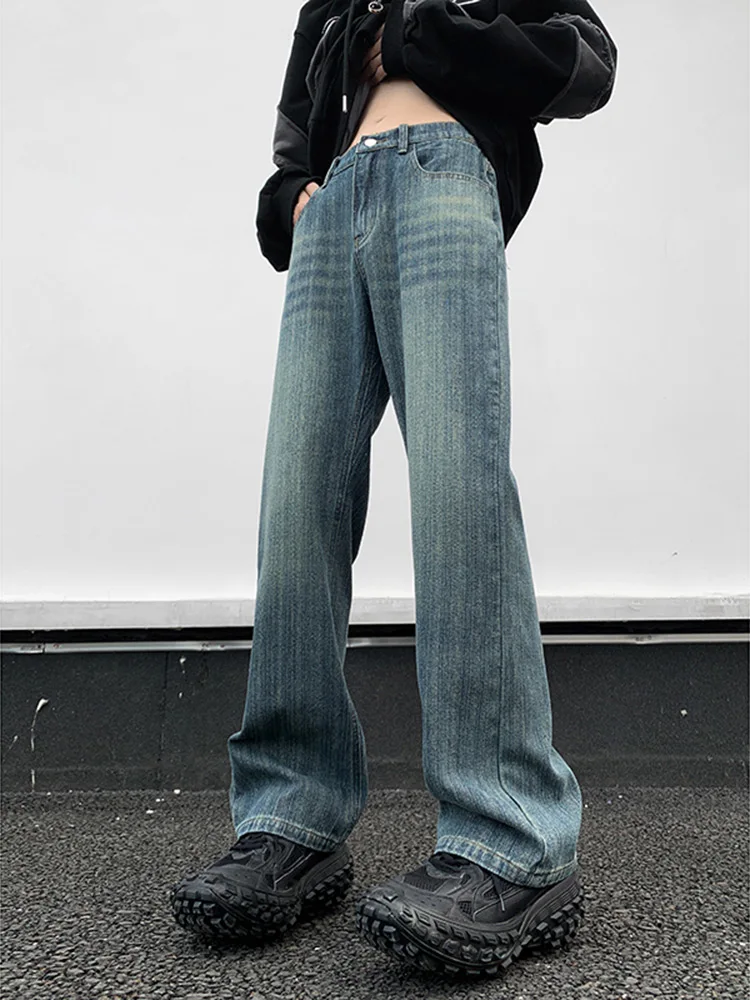 

American Sle Cleanfit Men's Flared Jeans Trendy Brand Embroidery Design High Street Straight Leg Long Pants Youth Faion