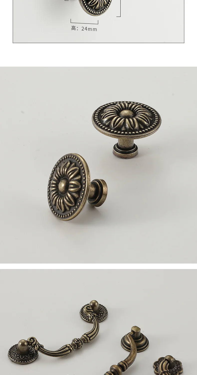 Antike Schubladenknöpfe, Bronzegriffe, Schlafzimmergriffe, Küchenschrankgriffe, Schuhorganizer-Griffe, Retro-Griffe für Möbel – Detail 11