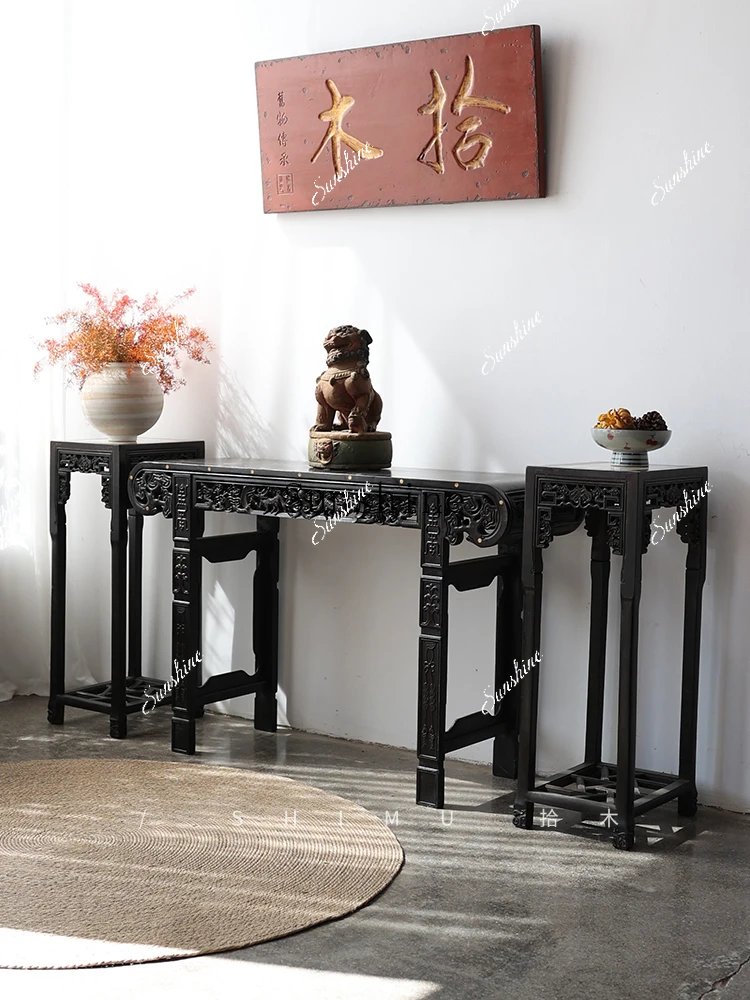 

Simple case table Solid wood Chinese antique roll head incense table FT