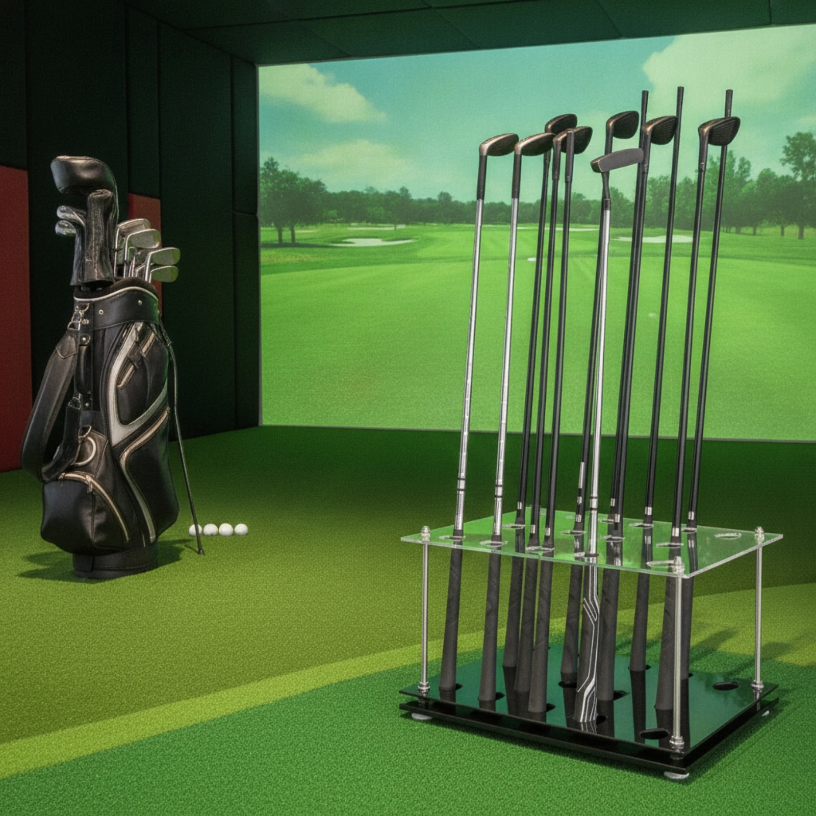 Golf Club Rack Freestanding Golf Club Display Rack Space-Saving Sturdy for Golfers, Indoor, Home