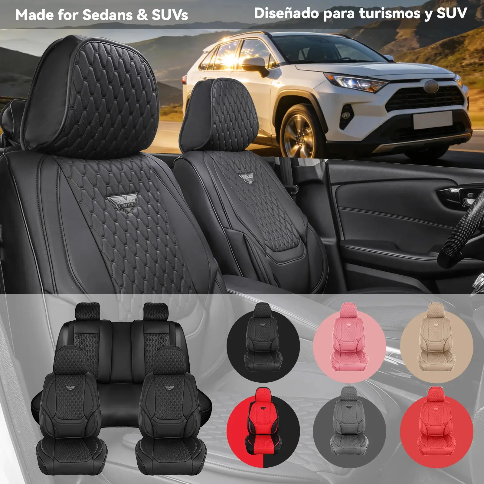 

EKR Universal Car Seat Covers Full Set For Toyota Honda Lexus Ford Kia Hyundai Fits 80% Vehicles Waterproof Fit Most Car Sedan SUV