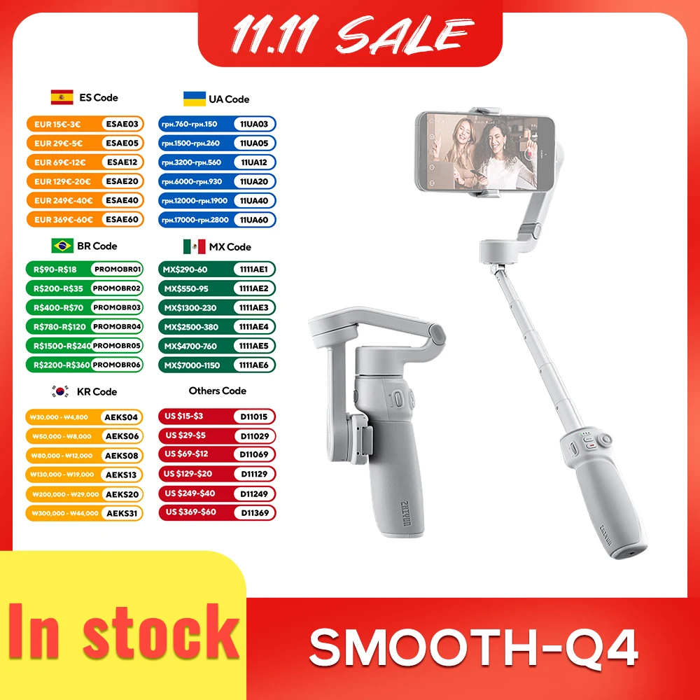 

ZHIYUN Official Smooth Q4 Smartphone Gimbal 3-Axis Handheld Stabilizer Phone Gimbals for iPhone 15 pro max/HUAWEI/Samsung/Xiaomi