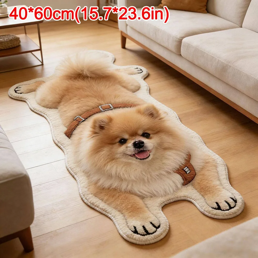 Special-shaped Puppy Print Rug Pet Theme Rug Decorative Carpet Animal Floor Mat Soft Dog Shape Entryway Mat Bedroom Decor