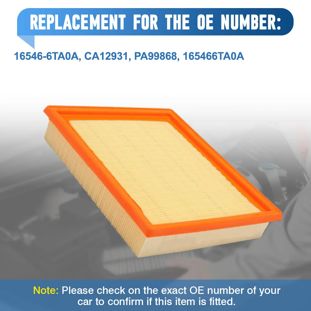 

1 Pc Car Engine Air Filter For Infiniti QX60 V6 3.5L Gas 2022-2023 CA12931 PA99868 165466TA0A 16546-6TA0A Accessories