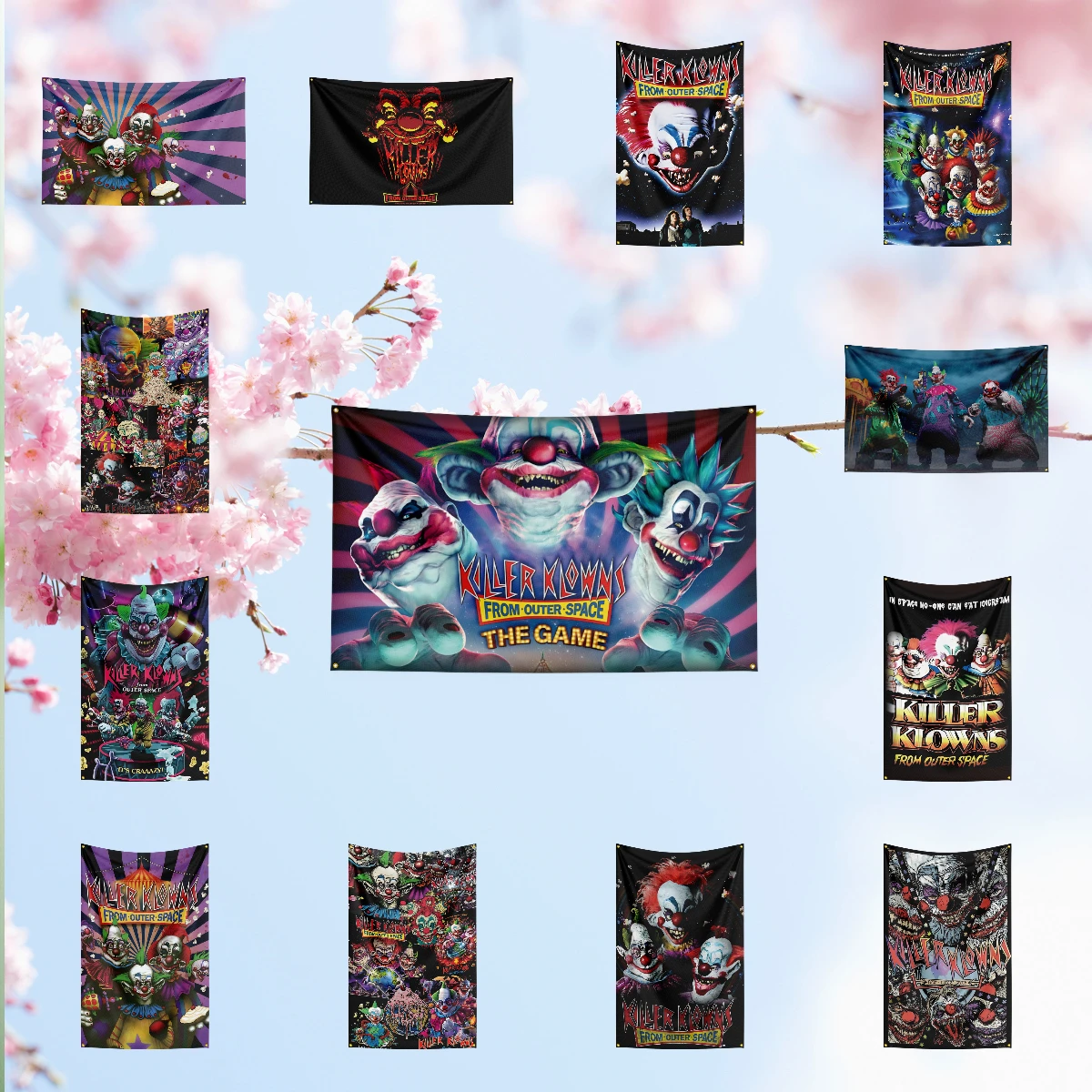 Horror Movies Flag for The ki-ll-er Cl-ow-ns fr-om ou-te-r sp-ac-e Fans Image Scary Yard Wall event backdrop fan collection
