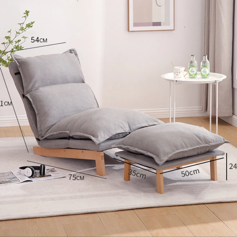 to-Single Low Chair Japanese Style Lounge Chair Tatami Floor Seating for Bay Window or Balcony Solid Wood Home Lazy Recliner-