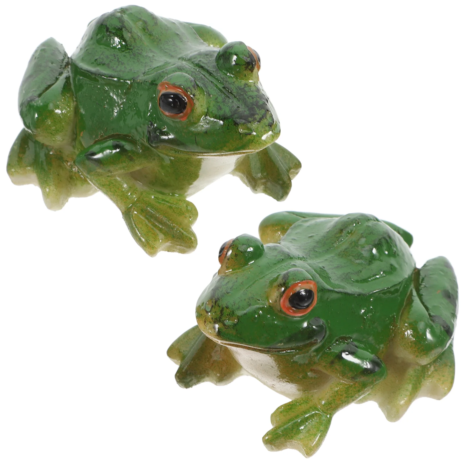 2 Pcs Micro Landscape Simulation Frog Ornament Resin Frogs Decors Figurine Kids Toys Ceramics Adornments Mini Child Girl