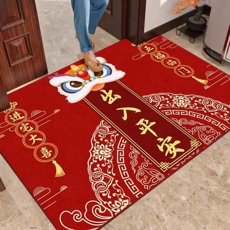Chinese New Year Carpet New Year Decoration Chinese Entry and Exit Safety Auspicious Words Porch Rug Home Mat New Year Gifts