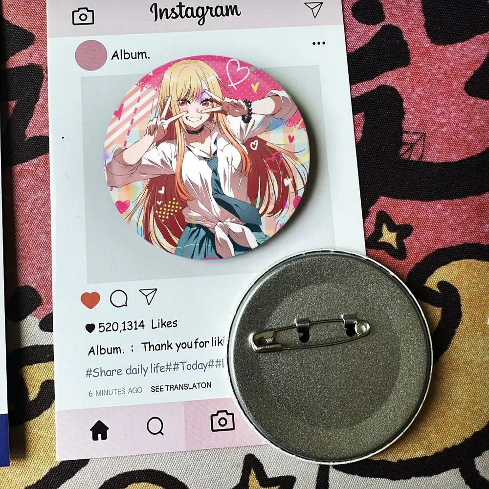 My D-Dress Up D-Darling Marin Kitagawa Badges 25 32 44 58 75 mm Round Fans Collect Friends Gifts Brooch Souvenir