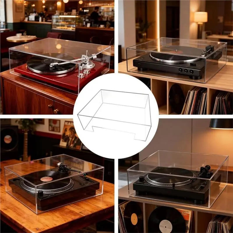 A76I-Universal Dust Cover For Turntables- Clear Acrylic Protective Lid, Fits For Most Record Players Protector