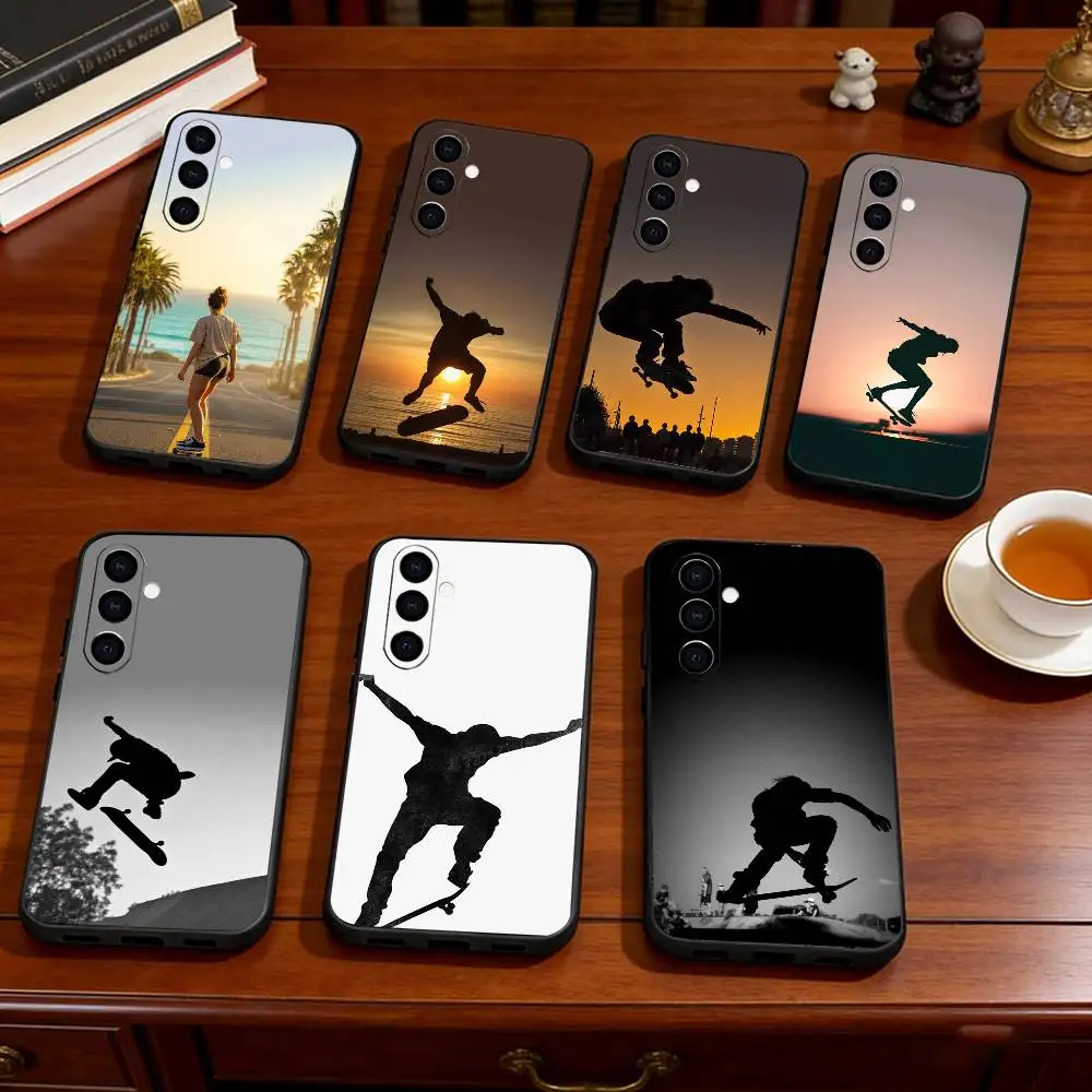 

Cool Skateboard Phone Case For Samsung Galaxy A73,A72,A71,A70,A53,A52,A51,Soft Silicone Black Cover