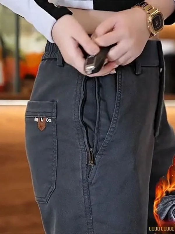 

Men's Six ket Casual Pants Loose Straight Thiened Busin High End Winter Long Trousers Comfortable All Matched