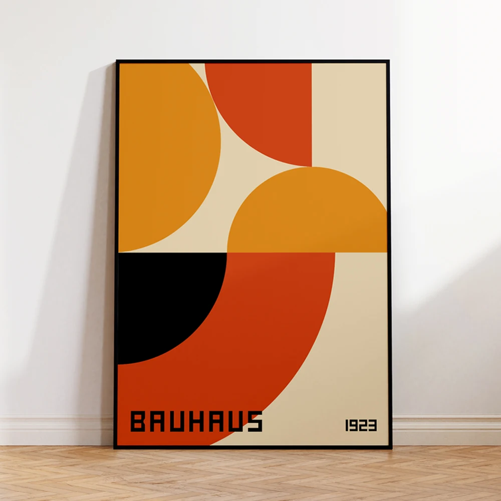 

Modern Geometry Abstract Bauhaus Warm Colors Wall Art Aluminum Frame Prints Canvas Painting Poster Living Room Home Decor