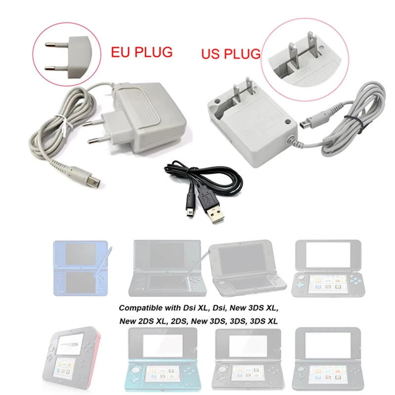 US EU Reise-Ladegerät für 3DS, 2DS, NDSi – Ladekabel, Ladeadapter, Netzteil, Neu für 3DS XL/LL