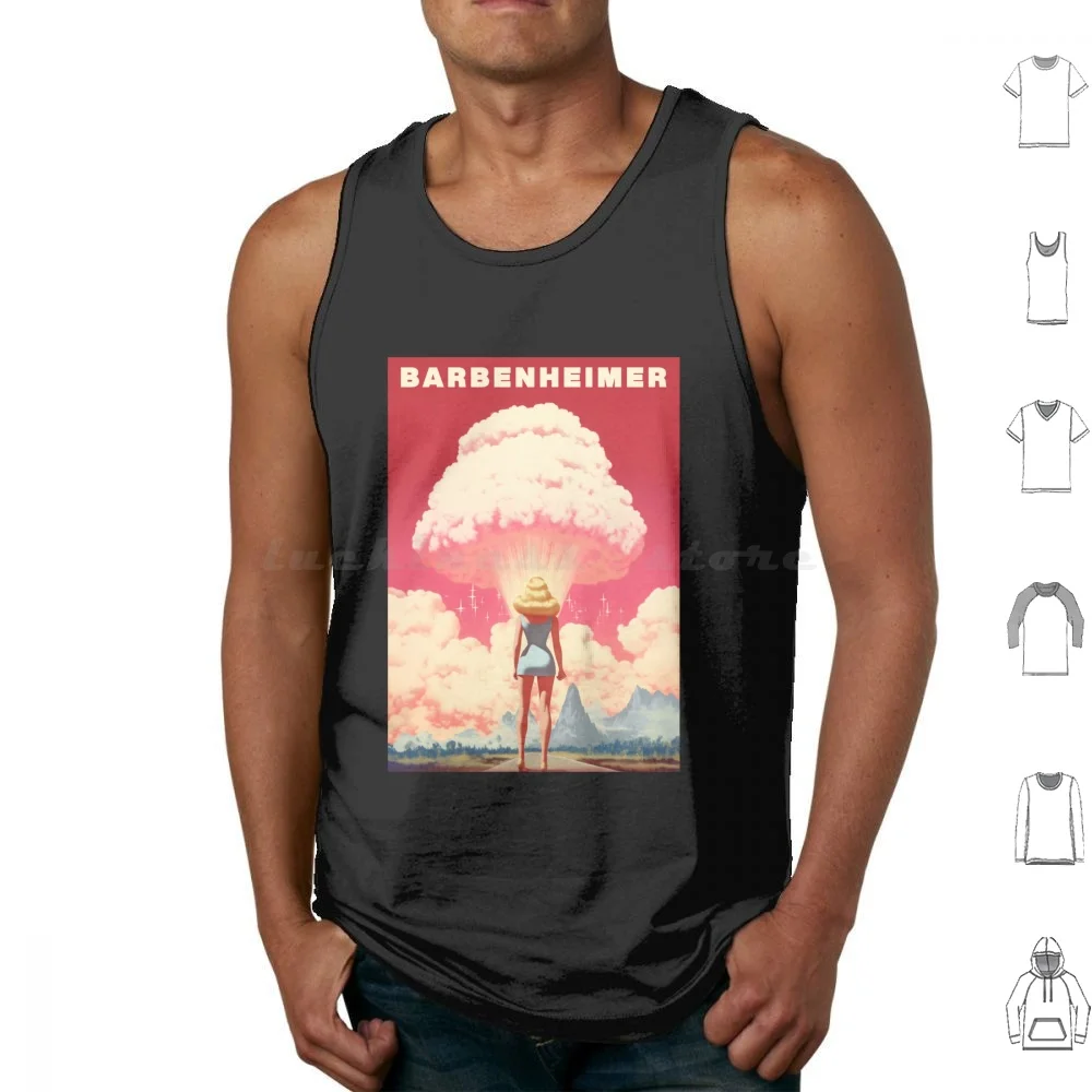 Original Barbenheimer 2023 Tank Tops Vest Sleeveless Barbenheimer Oppenheimer Movie Margot Robbie Christopher Nolan Greta