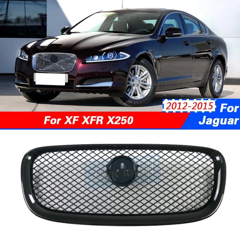 

Front Racing Grill For Jaguar XF XFR X250 2012 2013 2014 2015 Upper Mesh Grille with Emblem Car Accessories Ventilation Net