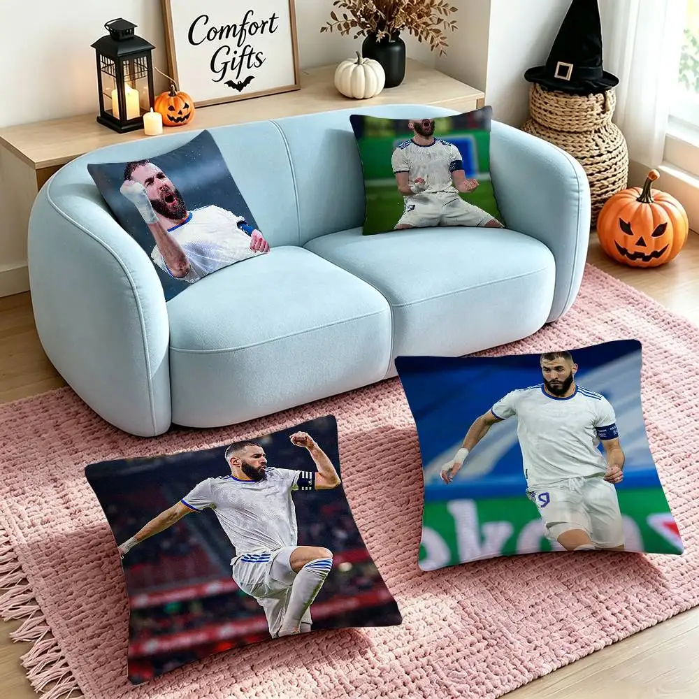 K-Karim B-Benzema Square Double-Sided printed Pillow Case Bedroom Bedside Pillow Sofa Cushion Cover