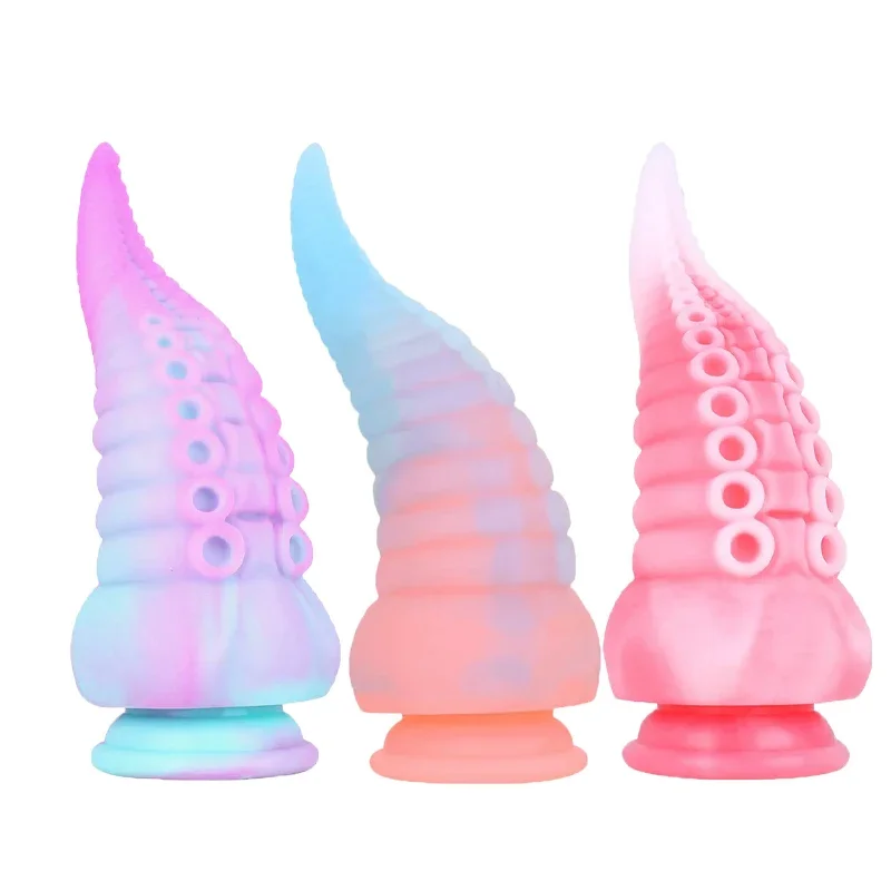 Fluorescent Octopus Foot Giant Monster Dildo Compact Anal Toy Liquid Silicone Prostate Massage Stick Masturbators for Women