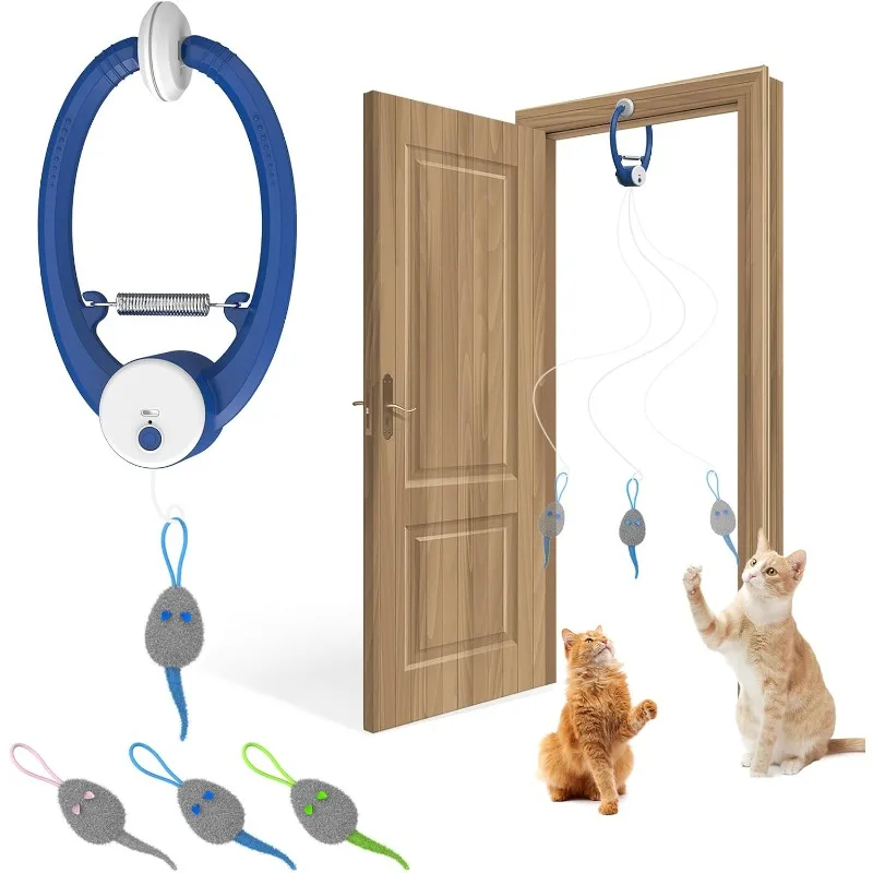 

Cat Toy Interactive for Indoor Cats, Smart USB Rechargeable Door Hanging Automatic Retractable Kitten Toys, Teaser Electronic Se