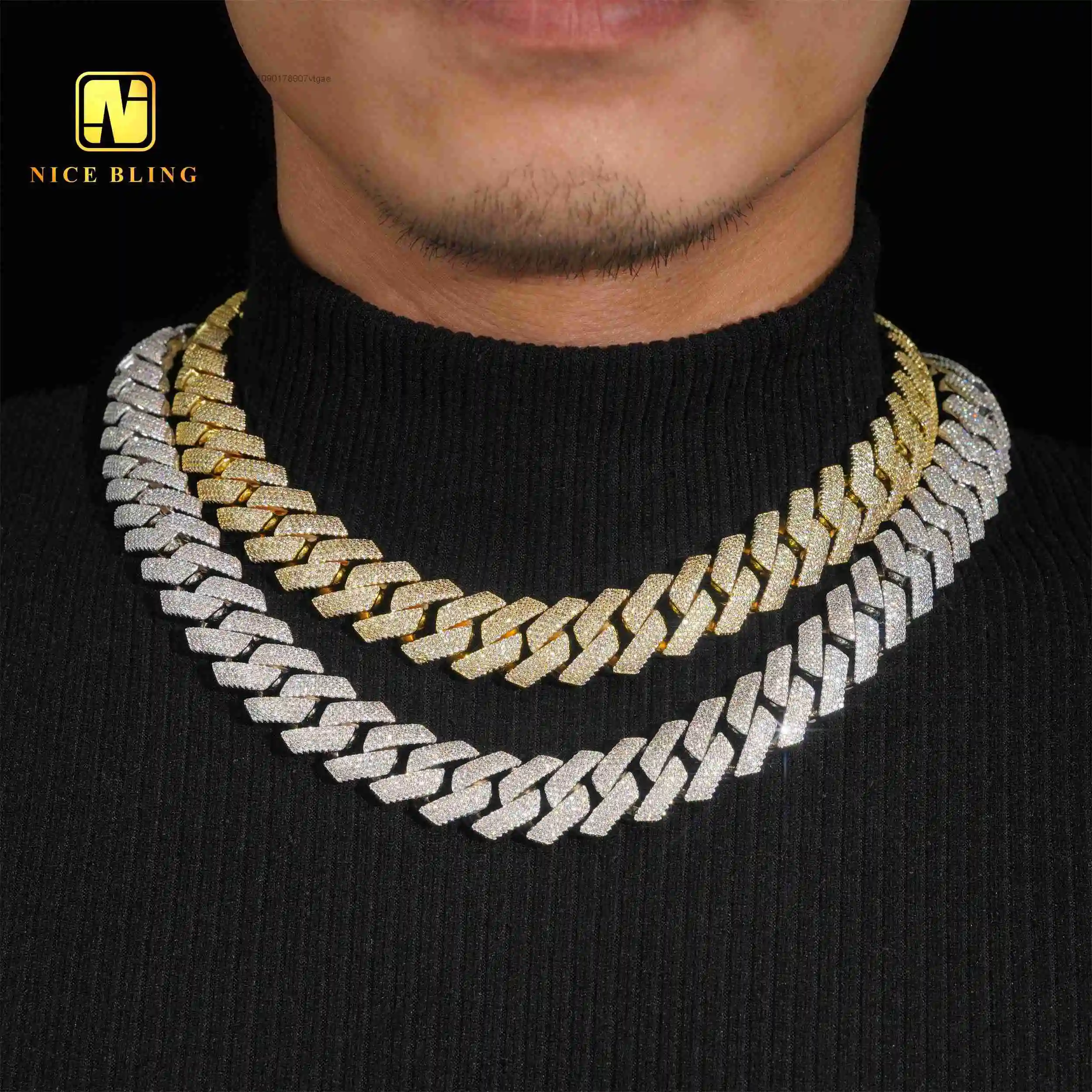 Thick Luxury Moissanite Diamond Cuban Link Chains Cheap Price Iced Out Hip Hop Jewelry Brass 18mm 5a Cubic Zirconia Necklace for