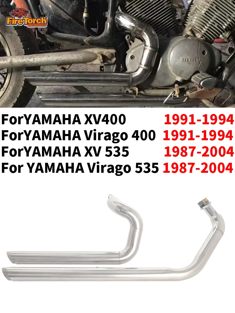 Slip-On für YAMAHA XV400 Virago 400 1991 - 2004 für YAMAHA XV 535 Vago 535 1987 - 2004 Motorrad-Auspuffanlage Komplettsystem Schalldämpfer