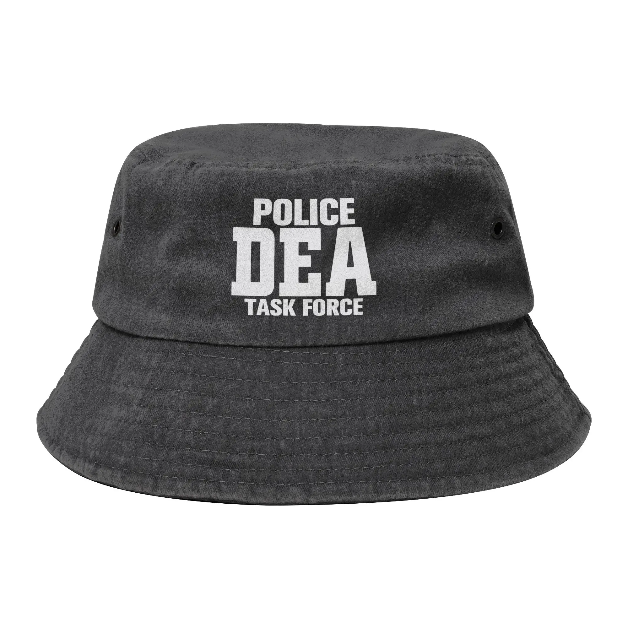 Girl Distressed Denim Washed Bucket Hats DEA US Federal Interdiction Agency Police Fans Headwear Fisherman Caps Ispoti Hat