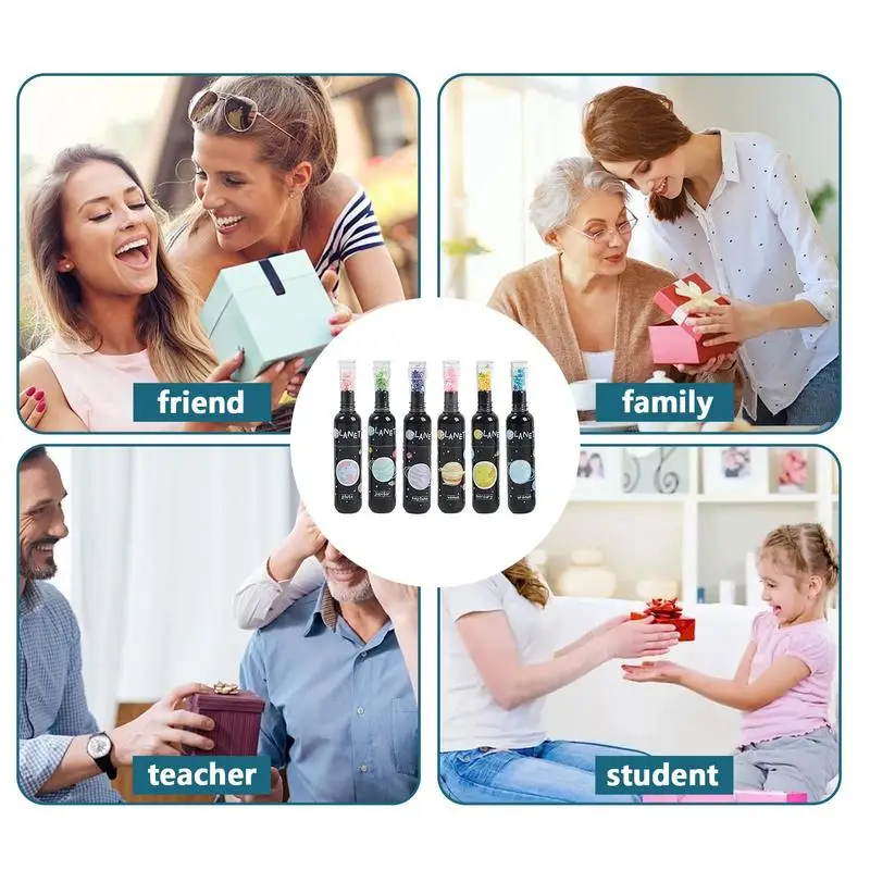 أقلام ملونة متعددة الألوان على شكل كوكب ، أقلام رسم لطيفة للكتابة ، قلم تحديد ، قلم تحديد ، 6 *