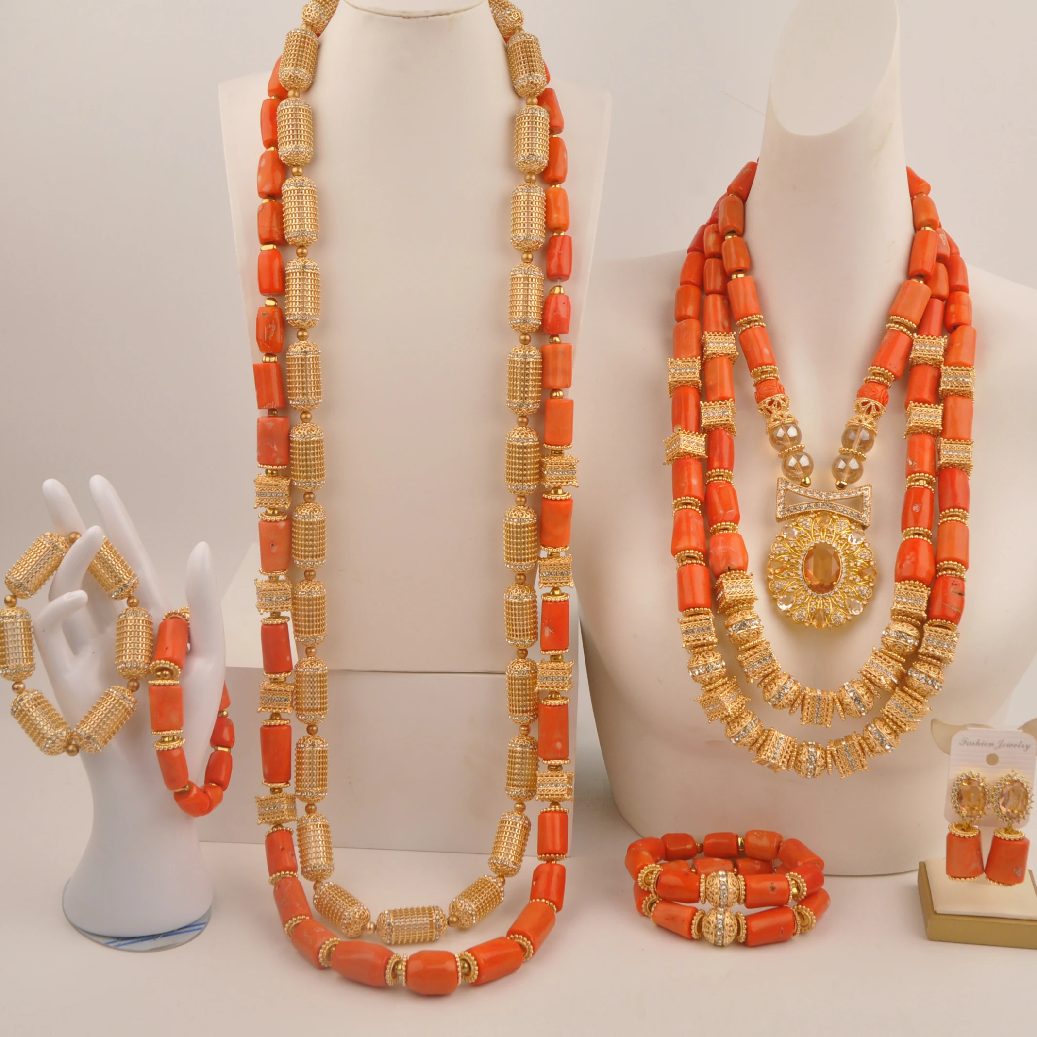 Necklace Natural Coral African Wedding Nigeria Fashion Orange jewelry collection