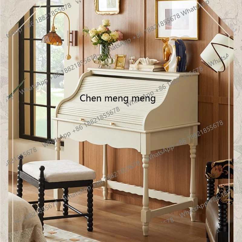 

Medieval cream style solid wood dresser storage integrated bedroom dressing table French retro dressing table